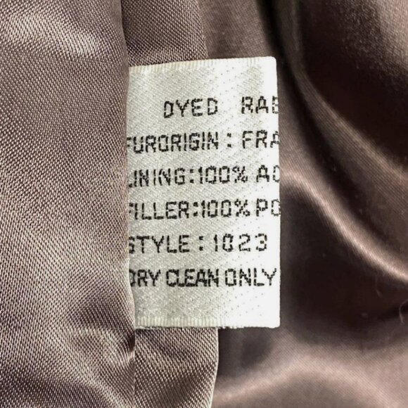 Vintage Wilsons Leather Real Rabbit Fur Coat Jacket Brown Women L Mobwife Glam - Picture 6 of 6